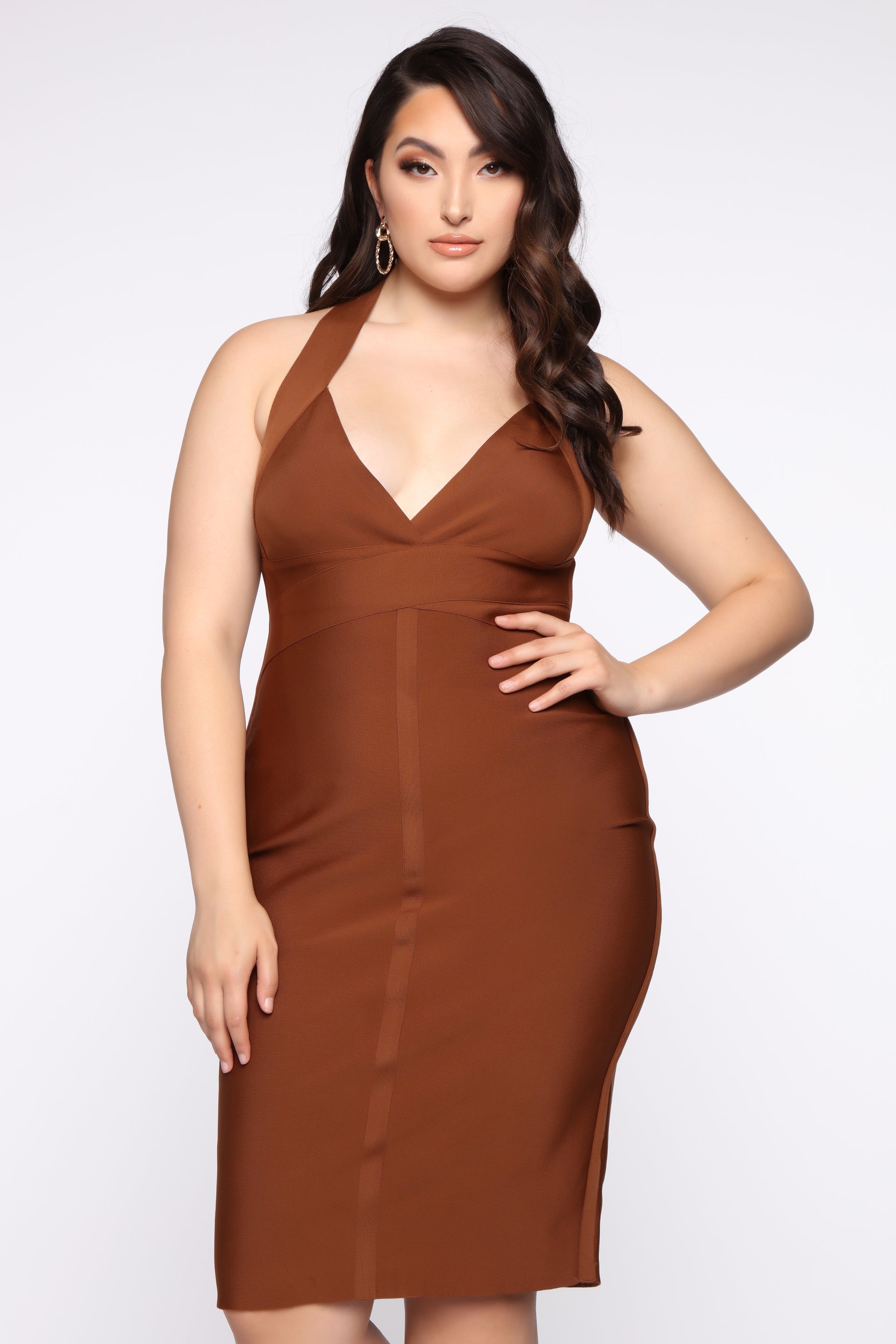 Cocktail Ready Bandage Midi Dress - Brown sold by Fashion Nova product image thumbnail 5