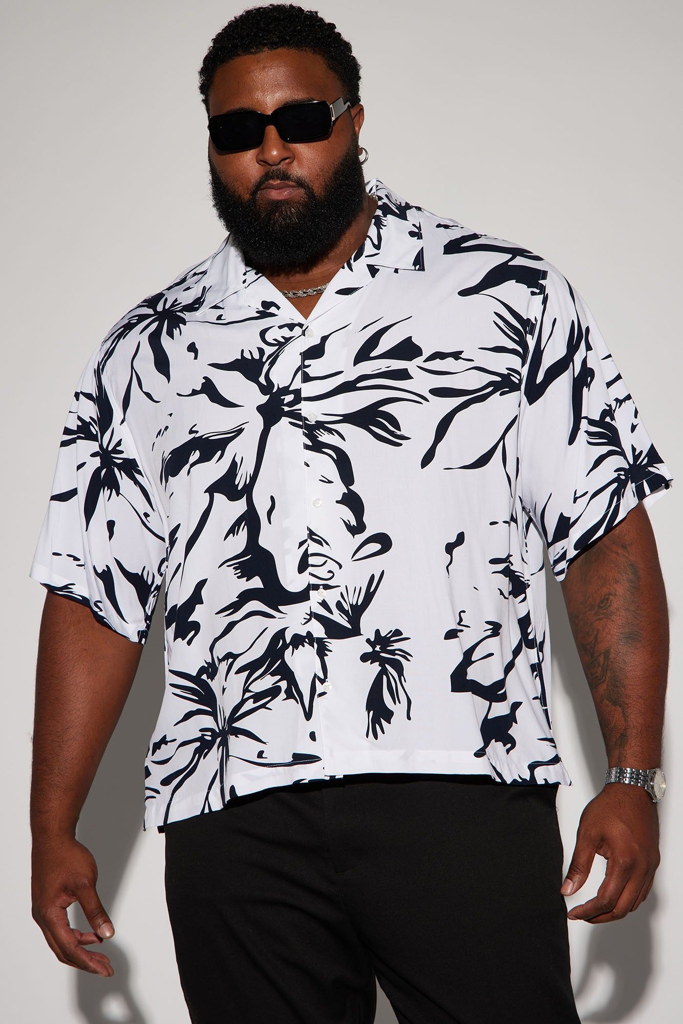 Jet Cropped Button Up Shirt - White/Black sold by Fashion Nova product image thumbnail 4
