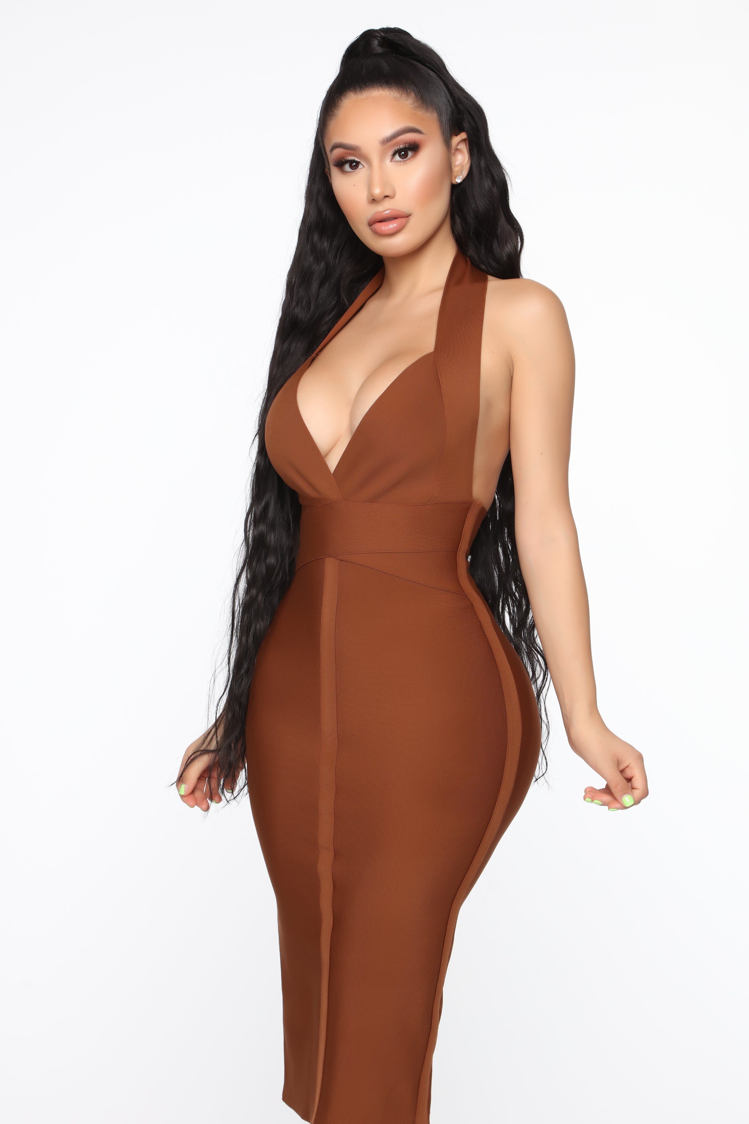 Cocktail Ready Bandage Midi Dress - Brown sold by Fashion Nova product image thumbnail 2