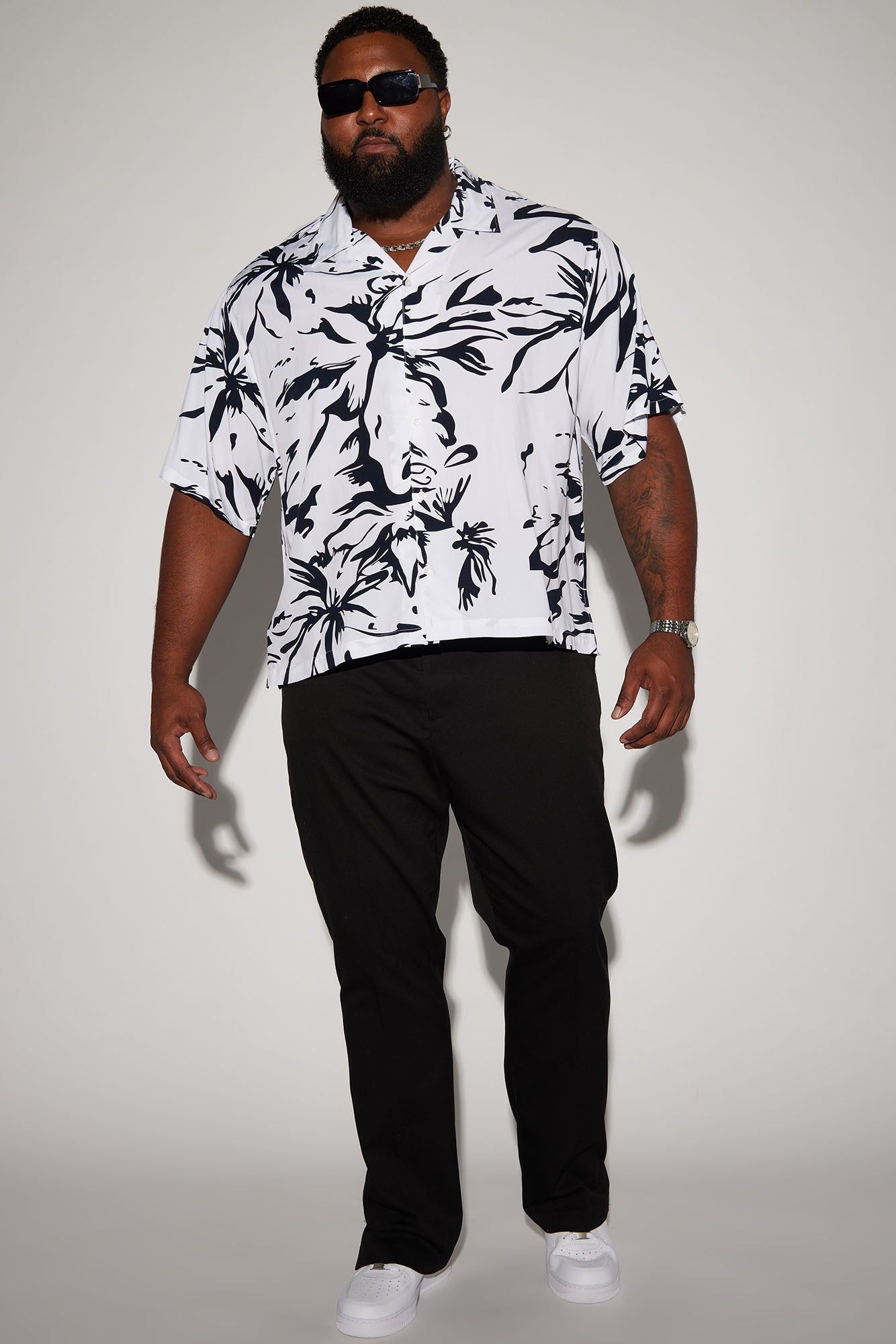 Jet Cropped Button Up Shirt - White/Black sold by Fashion Nova product image thumbnail 5