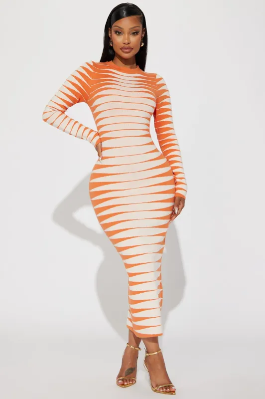 Margo Sweater Maxi Dress - Orange sold by Fashion Nova