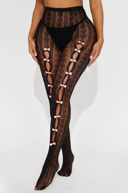 Cutest Of All Bow Tights - Black sold by Fashion Nova