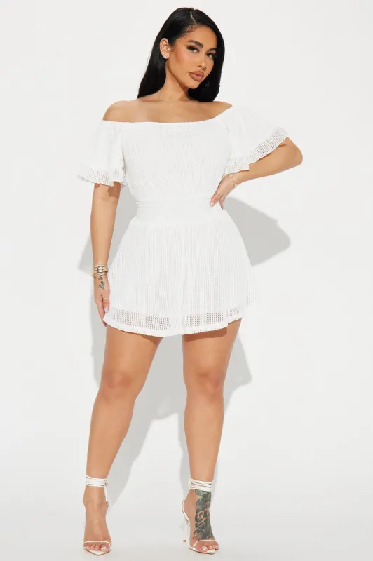 Find Me By The Beach Crochet Romper - White sold by Fashion Nova
