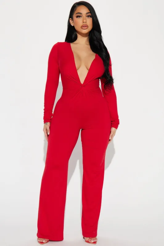 Forever Perfect Jumpsuit - Red sold by Fashion Nova