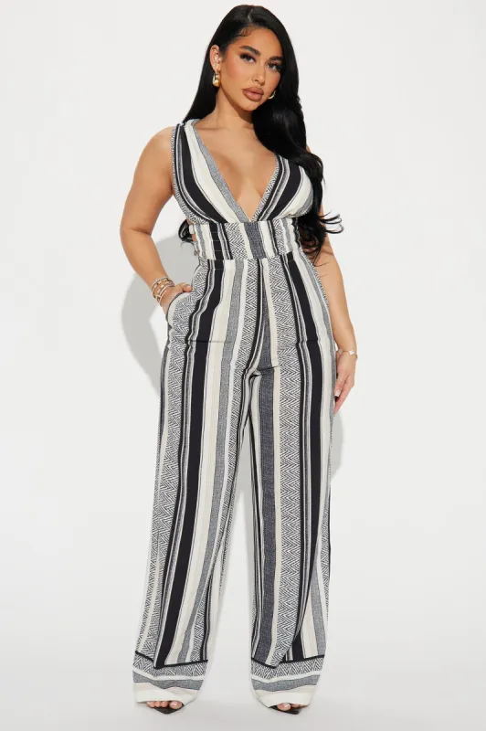 Picture Perfect Jumpsuit - Black/combo sold by Fashion Nova