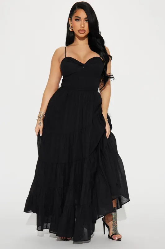 Everly Tiered Maxi Dress - Black sold by Fashion Nova