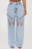 Let's Ride Western Boot Convertible Straight Leg Jeans - Light Wash sold by Fashion Nova