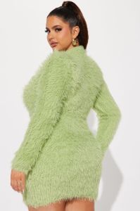 Liliana Fuzzy Sweater Mini Dress - Chartreuse sold by Fashion Nova