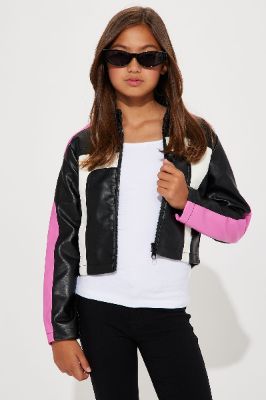 Mini Ride The Colorblock PU Jacket - Multi Color sold by Fashion Nova