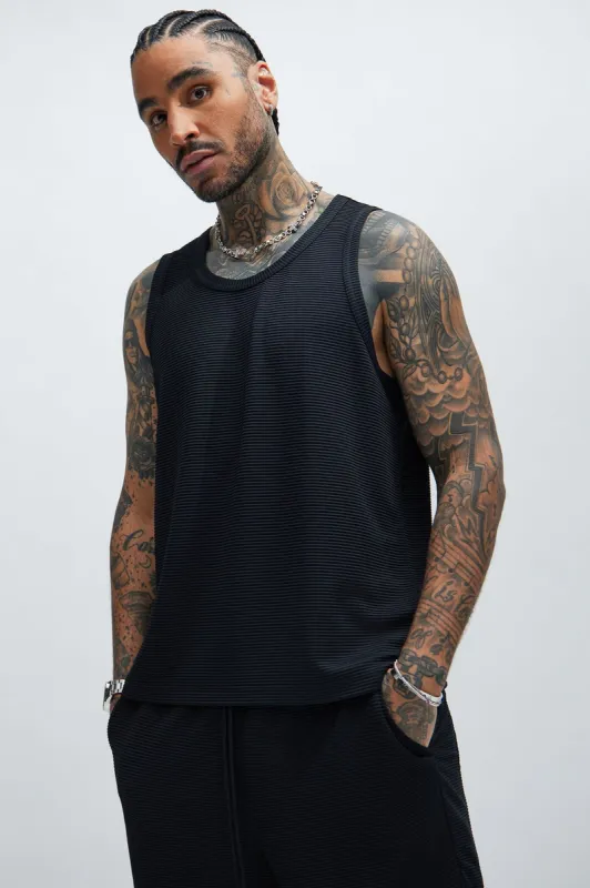 Zyler Textured Tank Top - Black sold by Fashion Nova