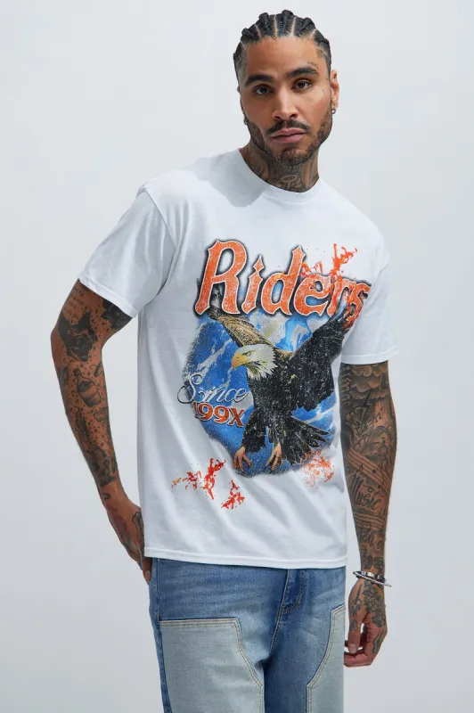 Riders Since 99' Short Sleeve Tee - White sold by Fashion Nova