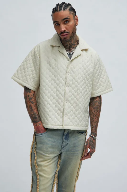 Hudson Quilted Nylon Shirt - Off White sold by Fashion Nova