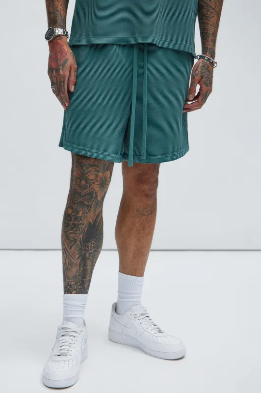 Zyler Textured Shorts - Teal sold by Fashion Nova