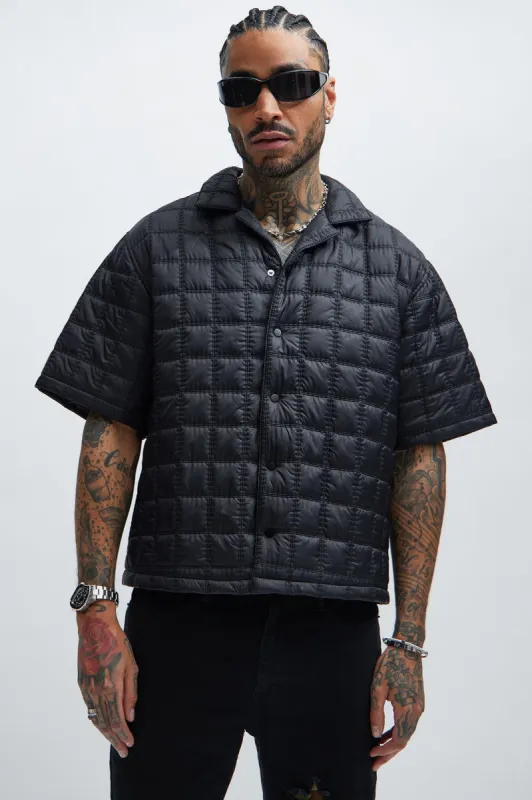 Othello Quilted Nylon Shirt - Black sold by Fashion Nova