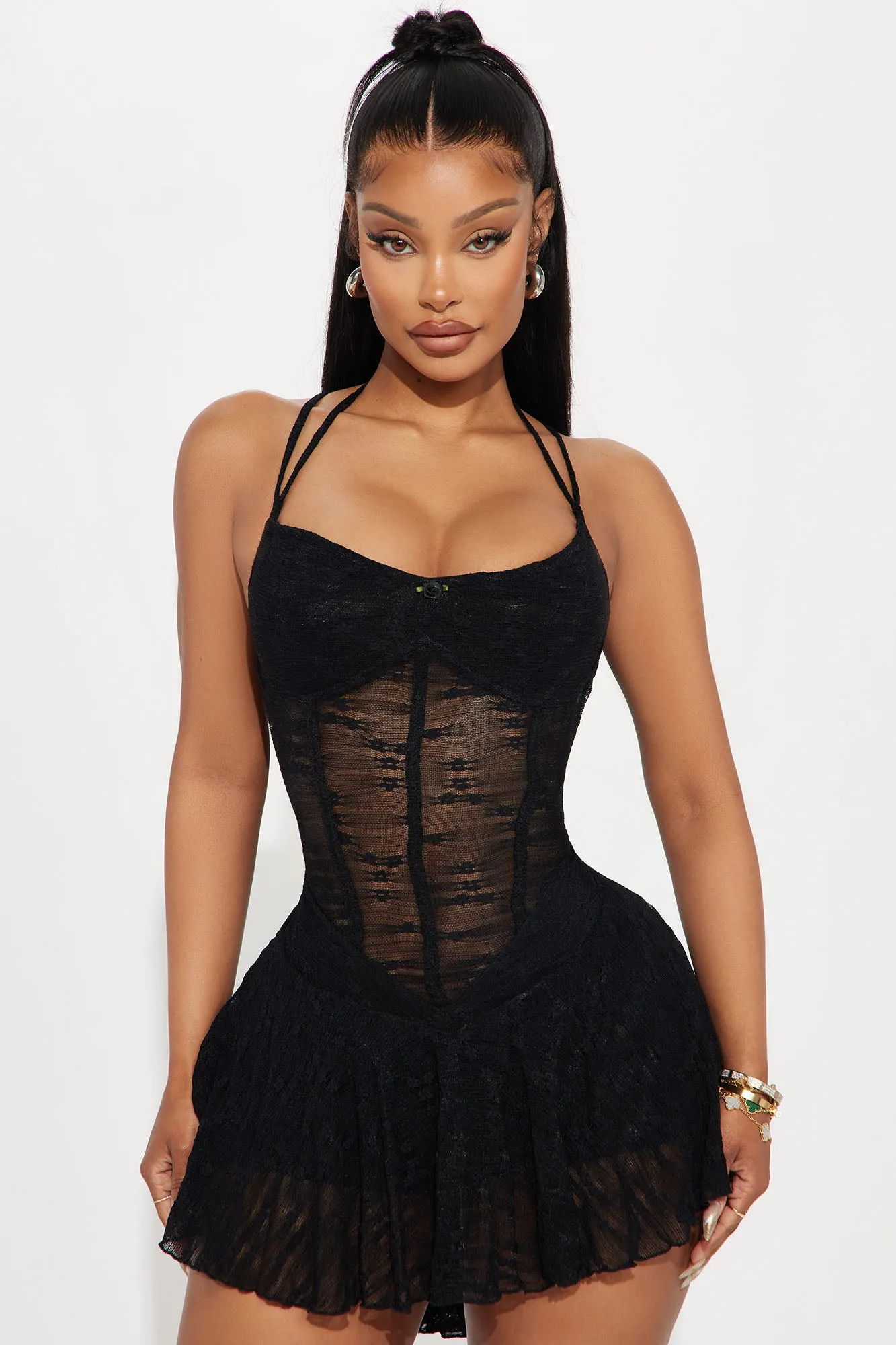 All Or Nothing Lace Micro Mini Dress - Black | Parallel