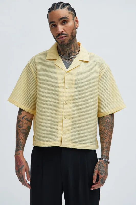Michael Textured Cropped Shirt - Yellow made by Fashion Nova