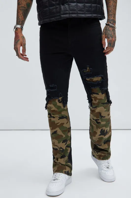 Bryce Stacked Skinny Flare Pants - Black/combo sold by Fashion Nova