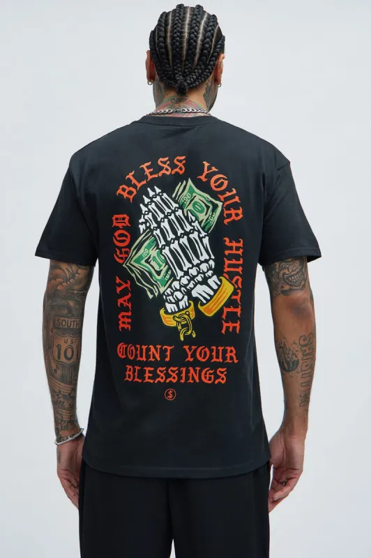 May You Count Your Blessings Short Sleeve Tee - Black sold by Fashion Nova