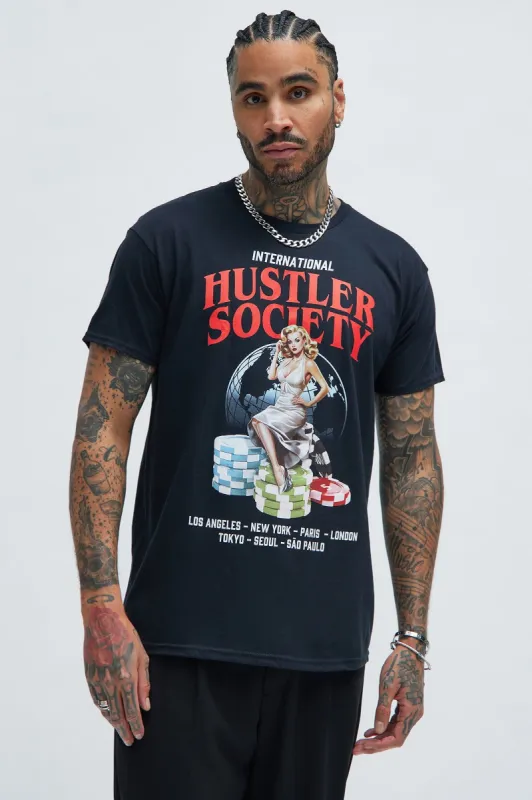 International Hustler Society Short Sleeve Tee - Black sold by Fashion Nova