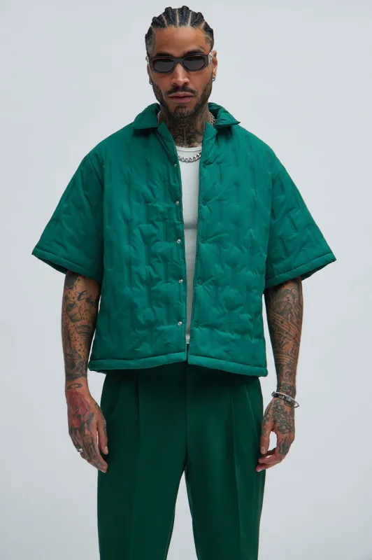 Kona Quilted Nylon Shirt - Green sold by Fashion Nova