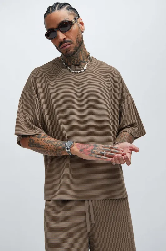 Zyler Textured Boxy Short Sleeve Tee - Taupe sold by Fashion Nova