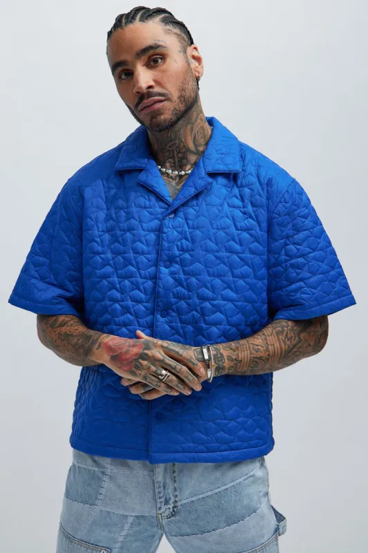 Attucks Quilted Nylon Shirt - Blue sold by Fashion Nova