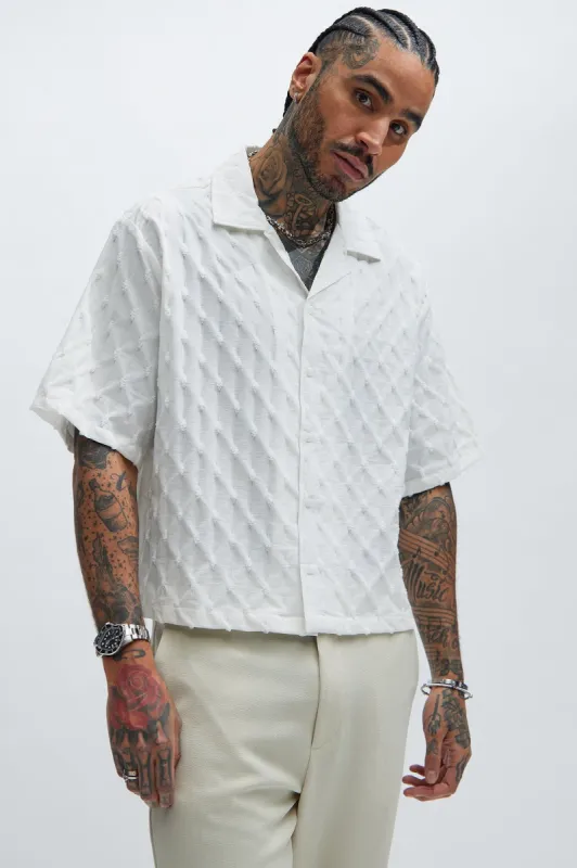 Tracer Textured Cropped Shirt - White sold by Fashion Nova