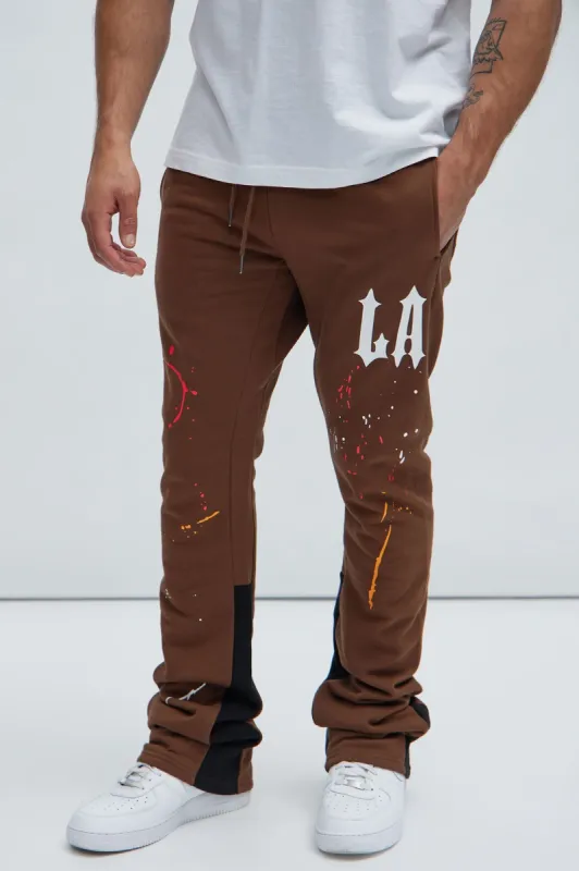 LA Scrap Art Sweatpant - Brown sold by Fashion Nova