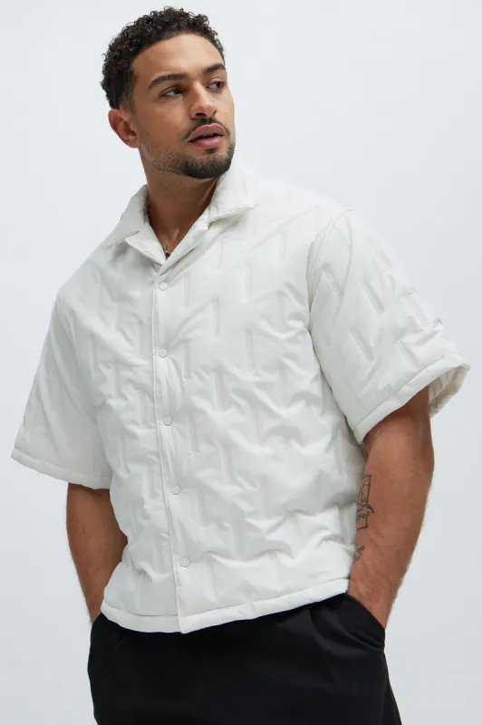 Kona Quilted Nylon Shirt - White sold by Fashion Nova