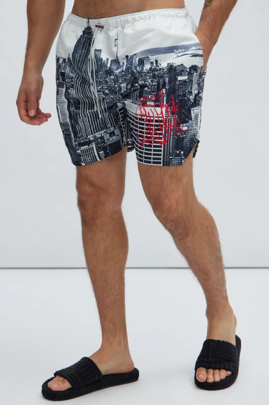 The City Here Swim Trunks - White sold by Fashion Nova