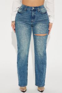 Off The Handle Straight Leg Jeans - Medium Wash sold by Fashion Nova