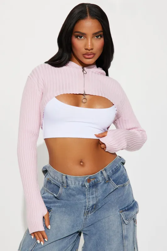 Trixie Zip Front Bolero Sweater - Blush sold by Fashion Nova