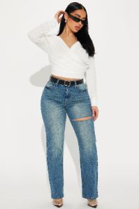Off The Handle Straight Leg Jeans - Medium Wash sold by Fashion Nova