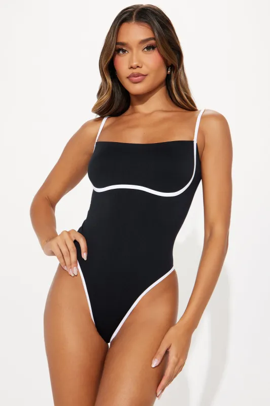 Got You Thinking Bodysuit - Black/combo sold by Fashion Nova