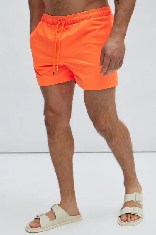 Montez Stretch Swim Trunk Short - Orange sold by Fashion Nova