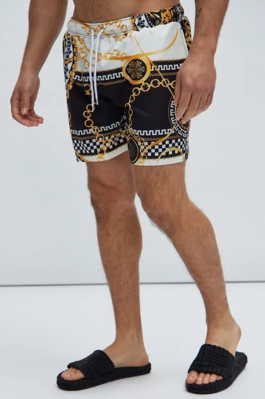 Luxury Living Swim Trunks - Black/White sold by Fashion Nova