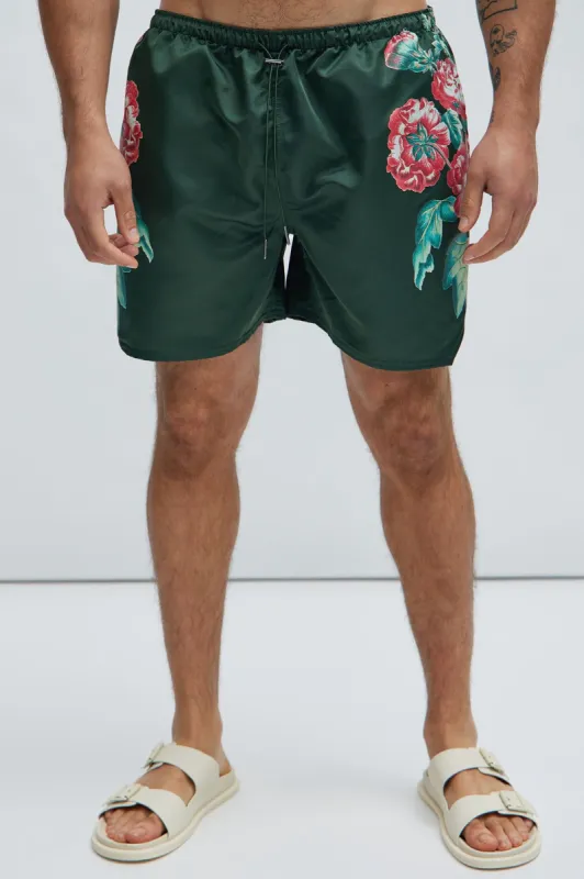 All The Flowers Swim Trunks - Green sold by Fashion Nova
