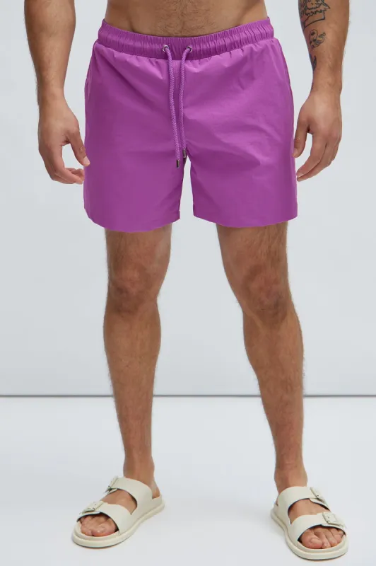 Montez Stretch Swim Trunk Mid - Fuchsia sold by Fashion Nova