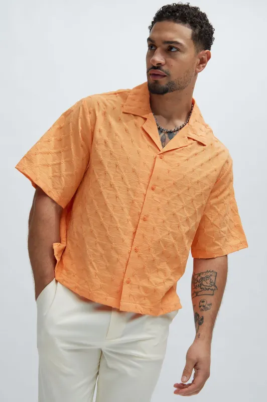 Tracer Textured Cropped Shirt - Peach sold by Fashion Nova