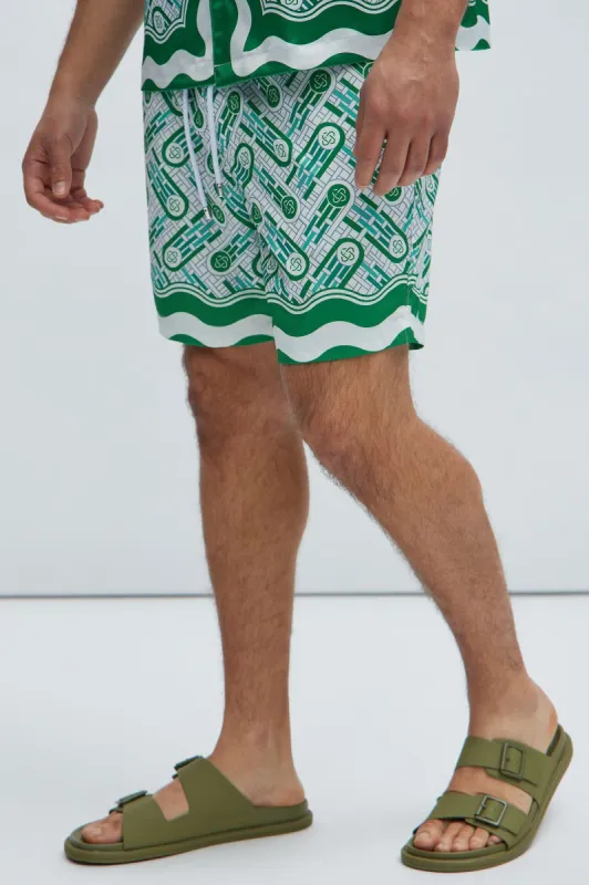 Emperor Swim Trunks - Green/combo sold by Fashion Nova