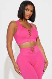 Never Looking Back Ribbed Active Set  - Fuchsia sold by Fashion Nova