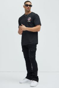 Get Me Started Cargo Flare Pants - Black sold by Fashion Nova