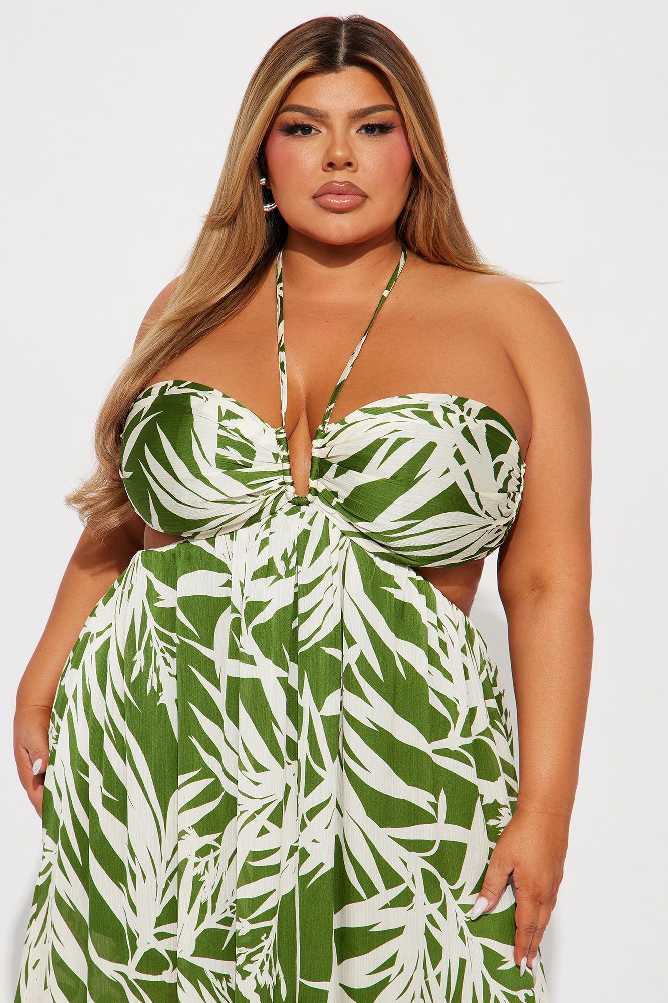 Tropical Satin Maxi Dress - Green/combo sold by Fashion Nova product image thumbnail 5