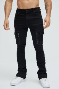Get Me Started Cargo Flare Pants - Black sold by Fashion Nova