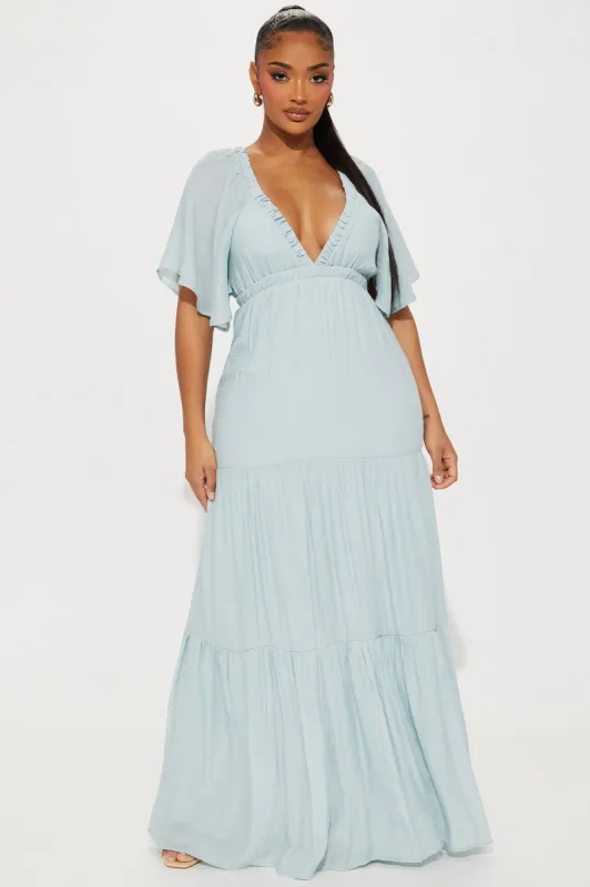 Elena Ruffle Maxi Dress - Light Blue sold by Fashion Nova
