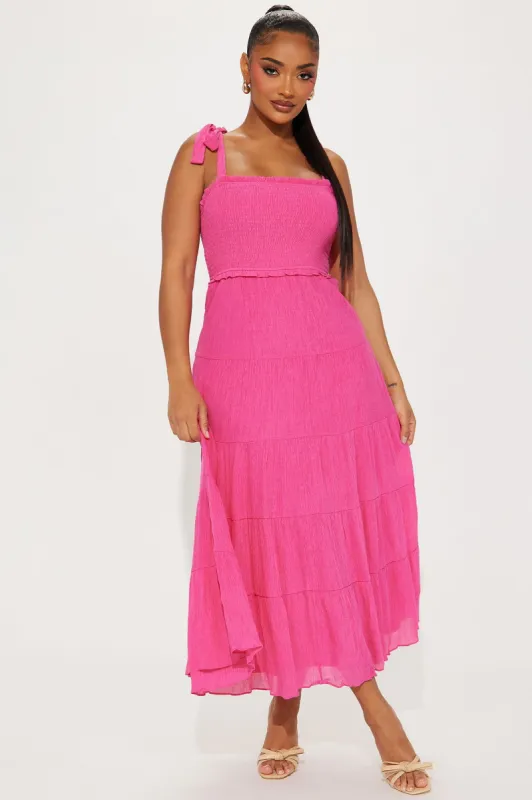 Jordan Smocked Maxi Dress - Pink sold by Fashion Nova