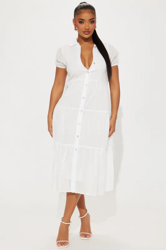 Stella Midi Dress - White sold by Fashion Nova