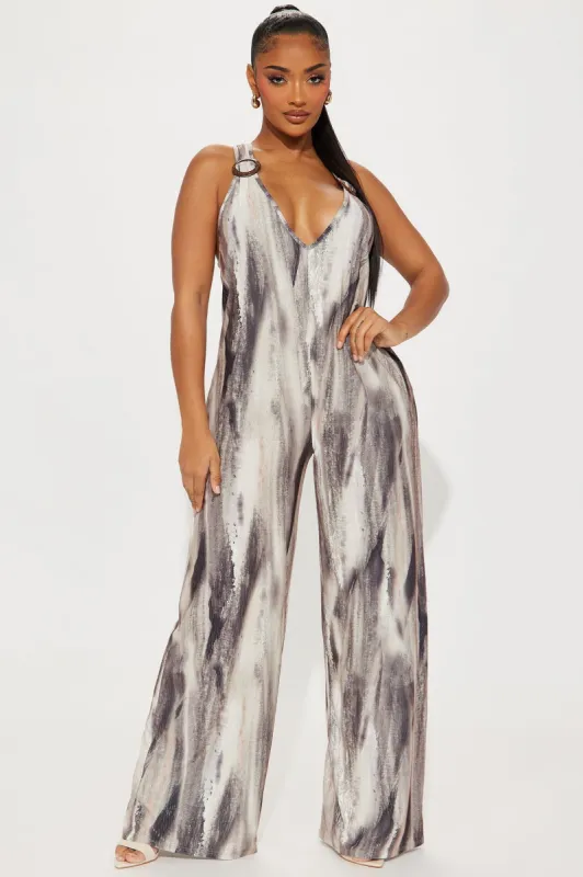 Looking For You Jumpsuit - Charcoal/combo sold by Fashion Nova