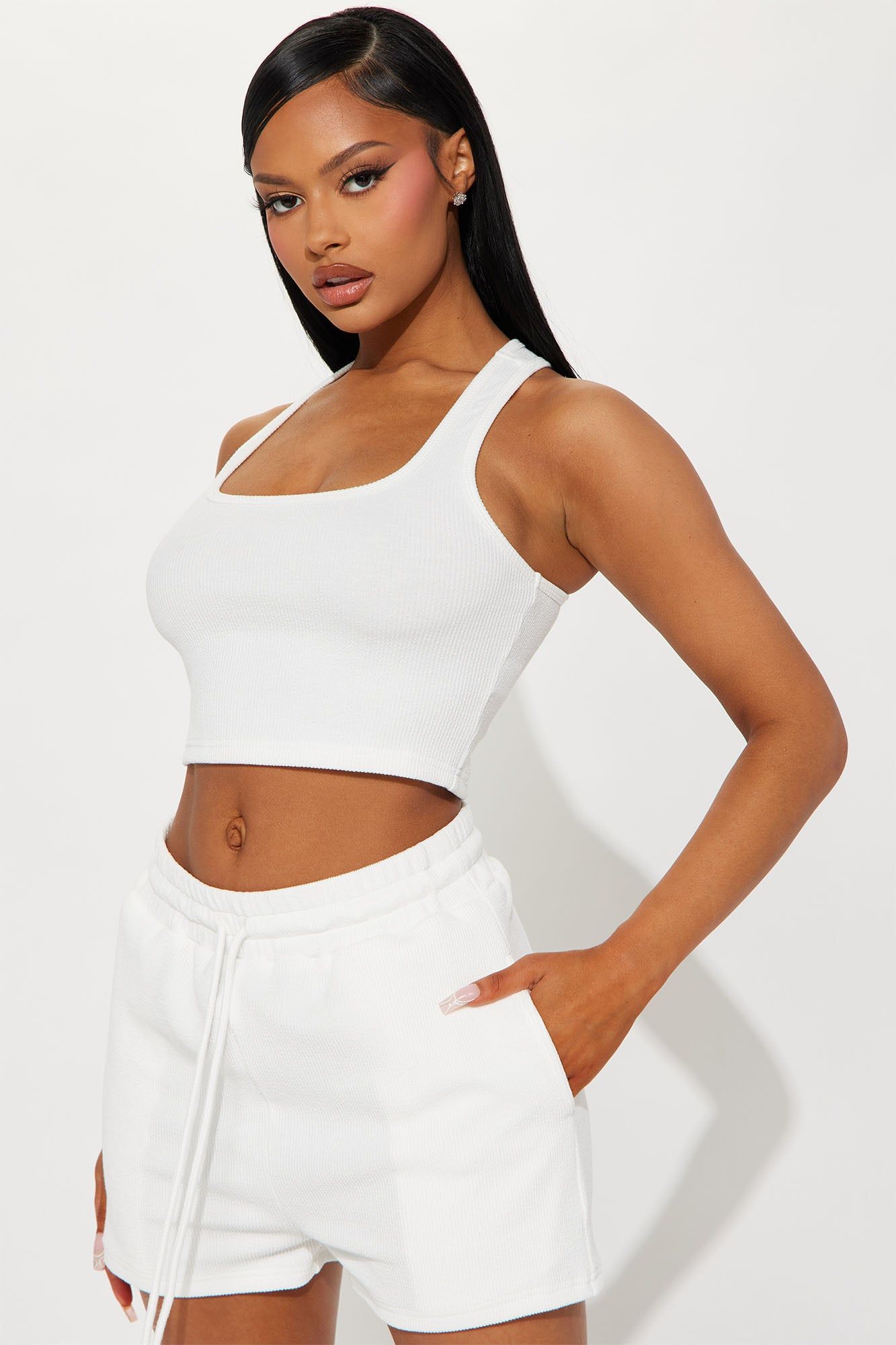 All The Feels Ribbed Short Set - White sold by Fashion Nova product image thumbnail 2