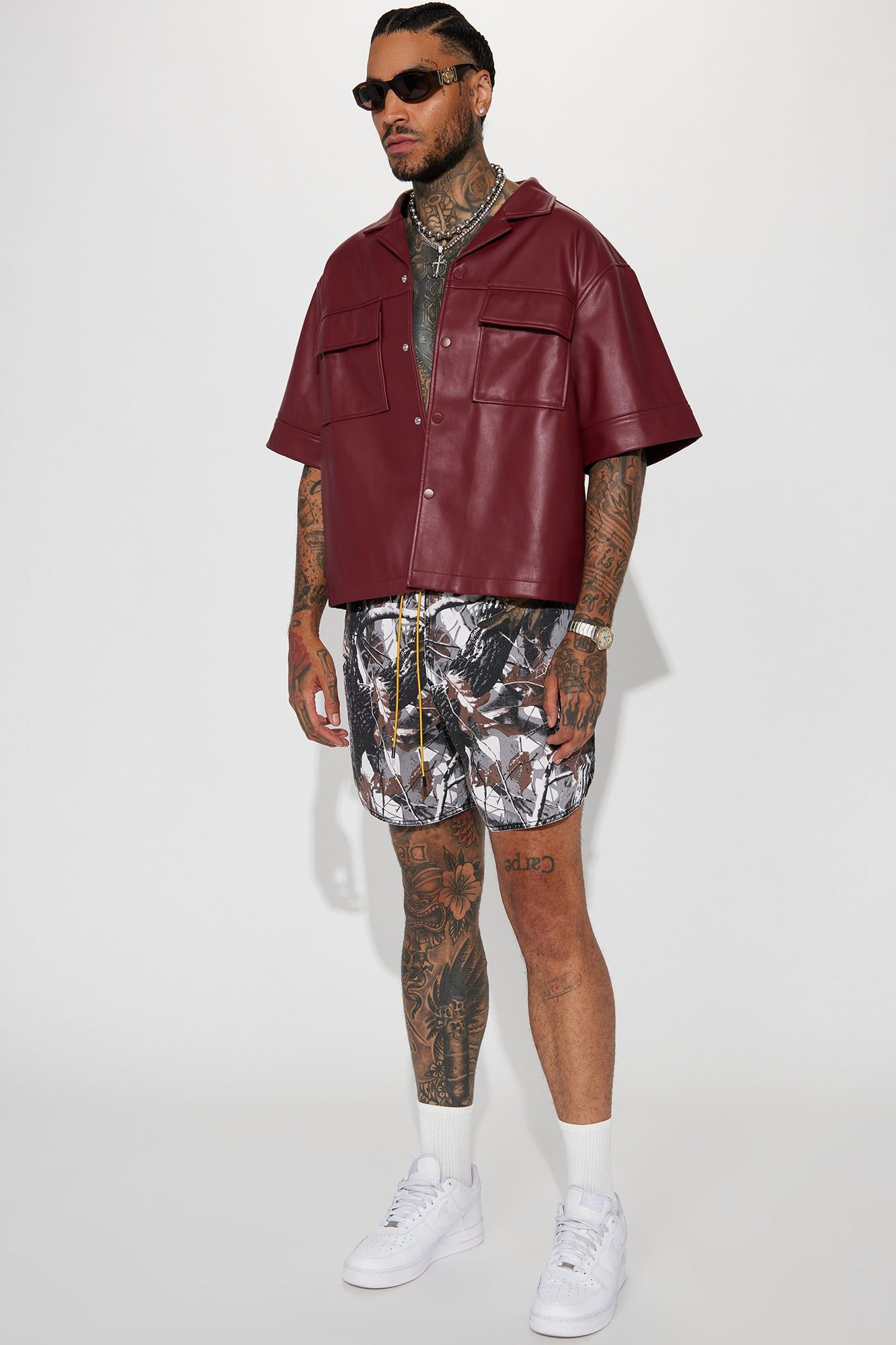 High Stepper Faux Leather Button Up Shirt - Burgundy sold by Fashion Nova product image thumbnail 3